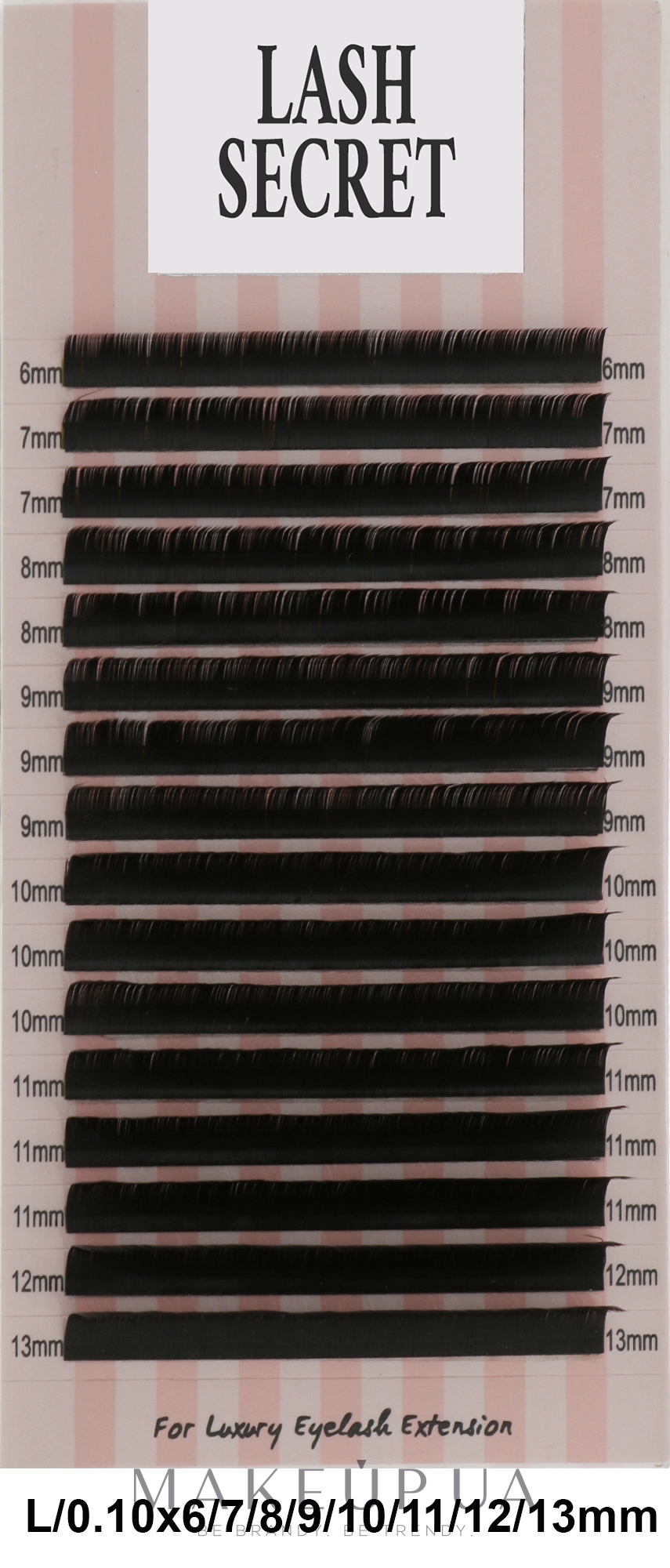 Накладные ресницы, черные, 16 линий (mix, 0,1, L, 6-13) - Lash Secret — фото 1уп