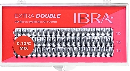 Накладні пучки C 0,1 мм, мікс - Ibra Extra Double 20 Flares Eyelash Mix — фото N1