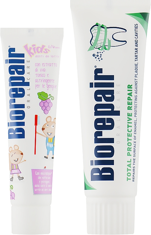 Набор "Абсолютная защита и восстановление. Виноград" - Biorepair (toothpaste/50 + toothpaste/75ml)