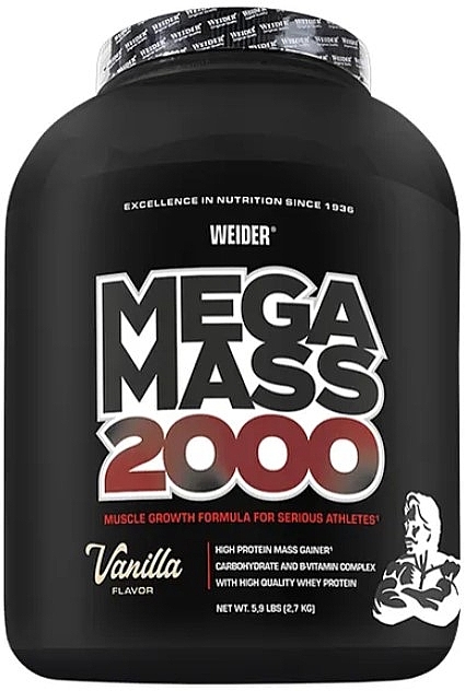 Гейнер - Weider Mega Mass 2000 Vanilla — фото N1