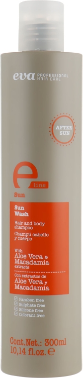 Шампунь "Захист від сонця" для волосся і тіла - Eva Professional E-Line Sun Wash Hair and Body Shampoo — фото N1