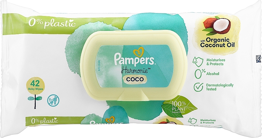 Детские влажные салфетки, 42 шт. - Pampers Harmonie Coco Baby Wipes — фото N1