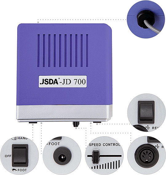 Фрезер для манікюру й педикюру, бузковий - NeoNail Professional JSDA Nail Drill JD 700 Violet — фото N2