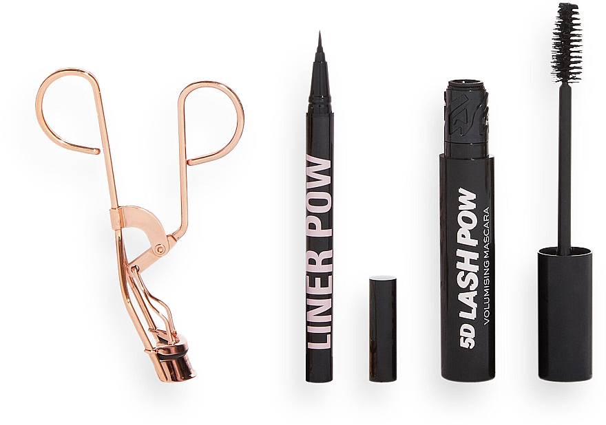 Набор - Makeup Revolution Lash Pow Eye Duo Gift Set (eyelash curler/1pc + mascara/12.2ml + eyeliner/3ml) — фото N3