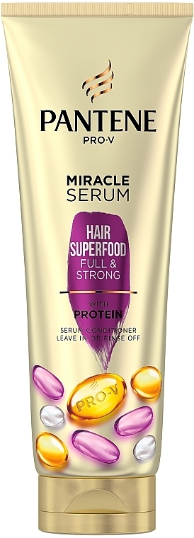Кондиционер для поврежденных волос - Pantene Pro-V Miracle Serum Hair Superfood Full & Strong With Protein Serum Conditioner — фото N2