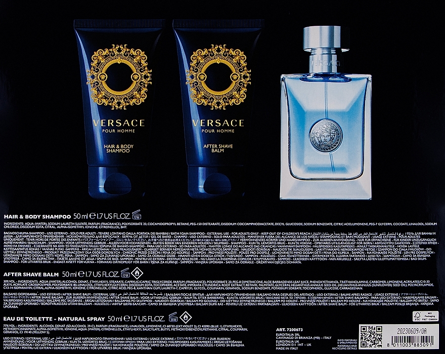 Versace Pour Homme - Набор (edt/50ml + a/sh/balm/50ml + sh/gel/50ml) — фото N3