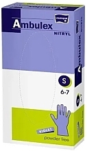 Рукавички нітрилові, неопудрені, фіолетові, розмір S, 100 шт. - Matopat Ambulex — фото N1