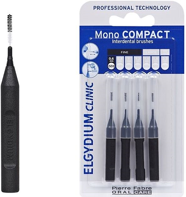Щітка міжзубна, чорна, 4 шт. - Elgydium Clinic Brushes Mono Compact Black 0.6mm — фото N1