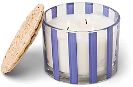 Ароматическая свеча в стакане, 3 фителя - Paddywax Al Fresco Striped Glass Candle Rosemary & Sea Salt — фото N1