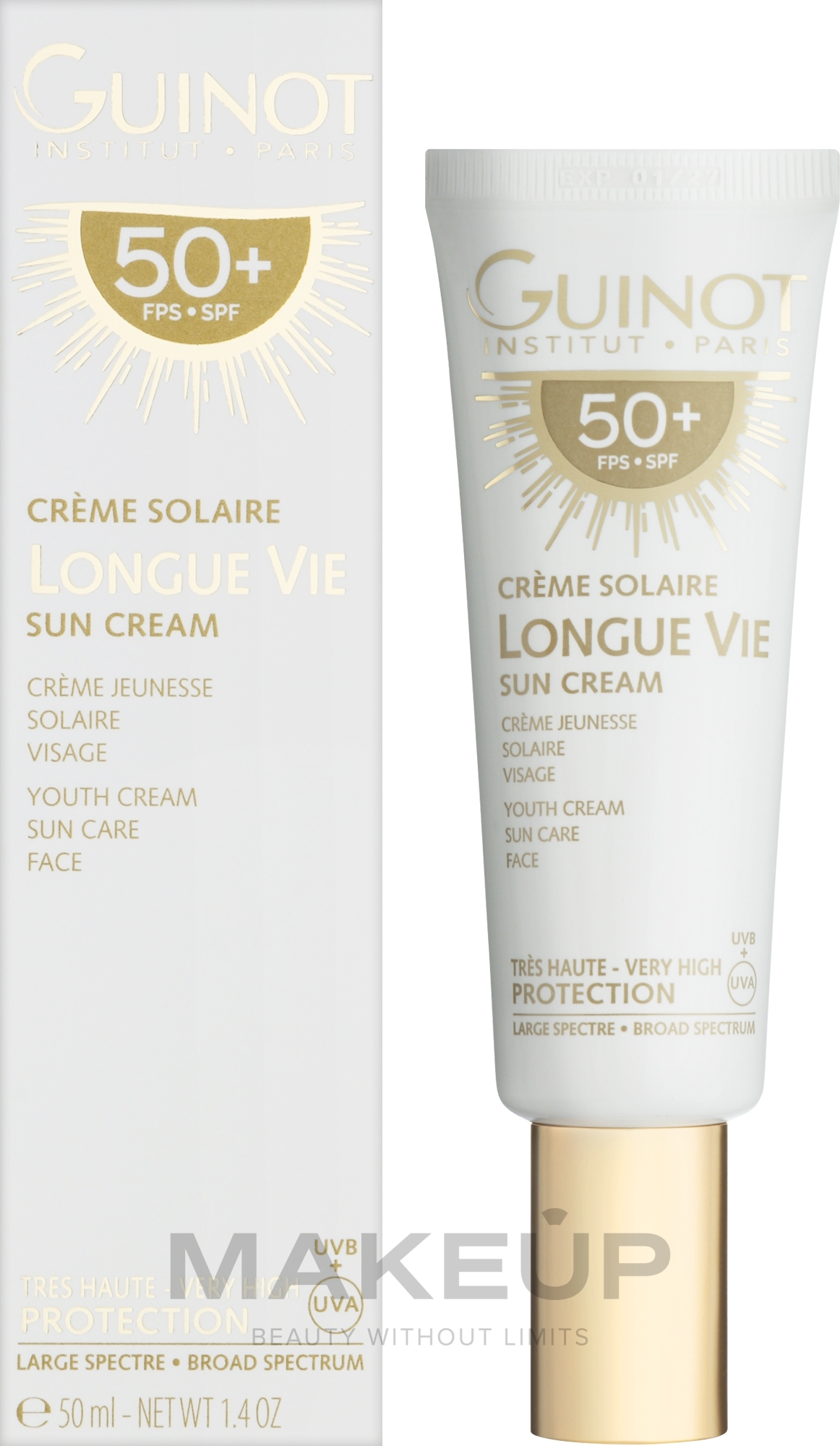 Омоложувальний сонцезахисний крем для обличчя - Guinot Longue Vie Sun Cream SPF 50+ — фото 50ml