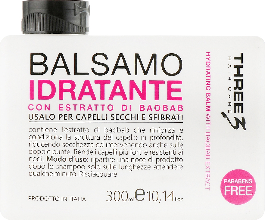 Зволожувальний бальзам з екстрактом баобаба - Faipa Roma Three Hair Care Idratante Balm — фото N1