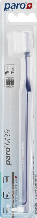 Зубная щетка "M39", синяя - Paro Swiss Toothbrush — фото N1