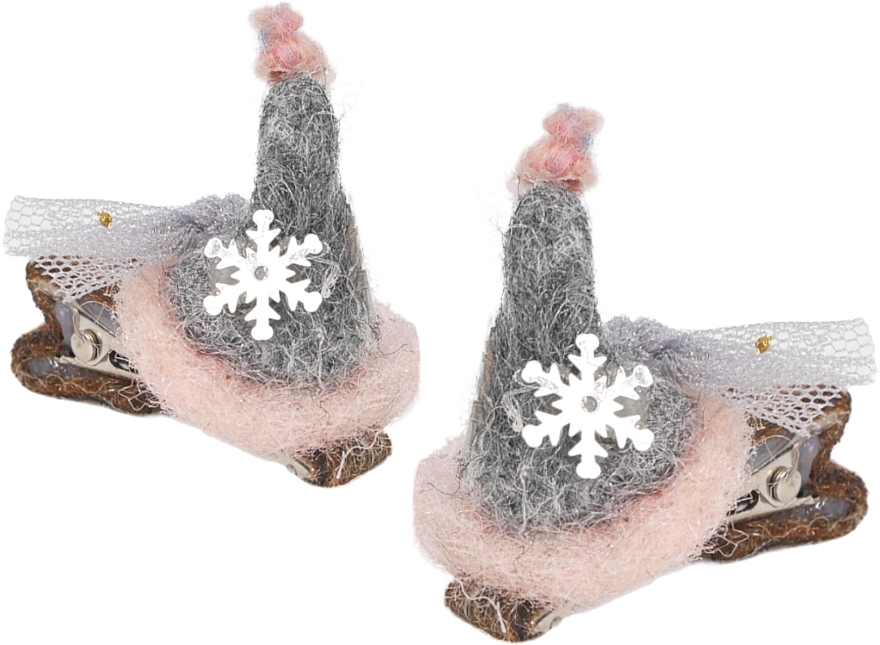 Набір заколок для волосся "Санчата для Діда Мороза", сірі - Lolita Accessories — фото N1