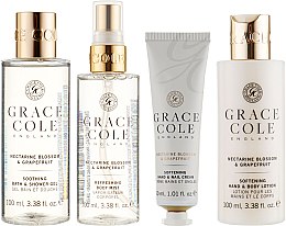 Набір "Нектарин і грейпфрут" - Grace Cole Nectarine Blossom & Grapefruit Travel Set (hand/cr/30ml + sh/gel/100ml + b/lot/100ml + b/spay/100ml) — фото N2