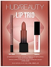 Духи, Парфюмерия, косметика Набор - Huda Beauty The Ultimate Lip Trio Set Bombshell (lipstick/3g + lipstick/1.9ml + l/pencil/0.3g)