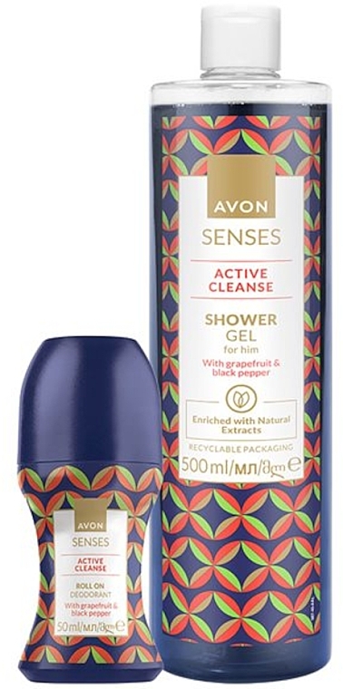 Набір - Avon Senses Active Cleanse (sh/gel/500ml + deo/50ml) — фото N1