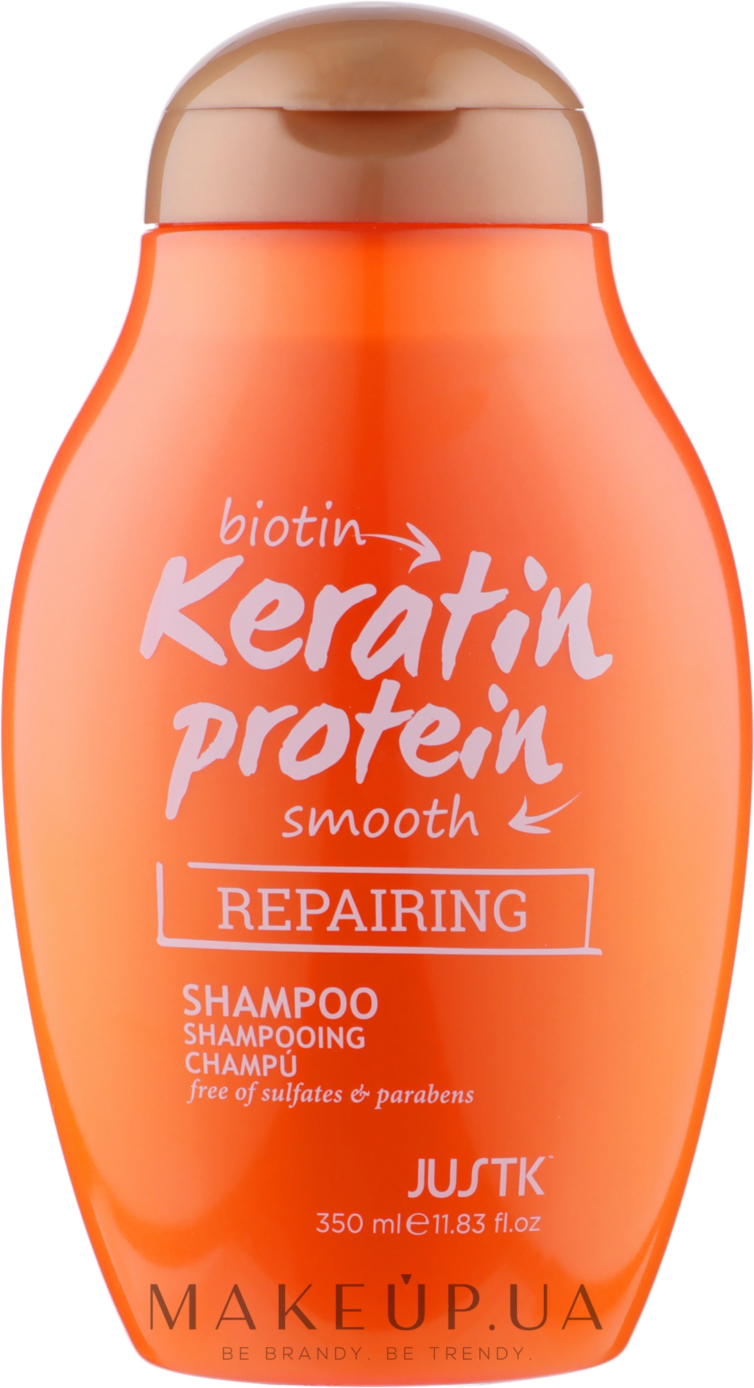 Бессульфатный шампунь для ломких и посеченных волос с биотином и кератином - JustK — фото 350ml
