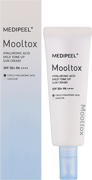 Солнцезащитный крем для лица - Medi Peel Hyaluronic Acid Mooltox Mild Tone Up Sun Cream SPF 50+ PA++++ — фото N2