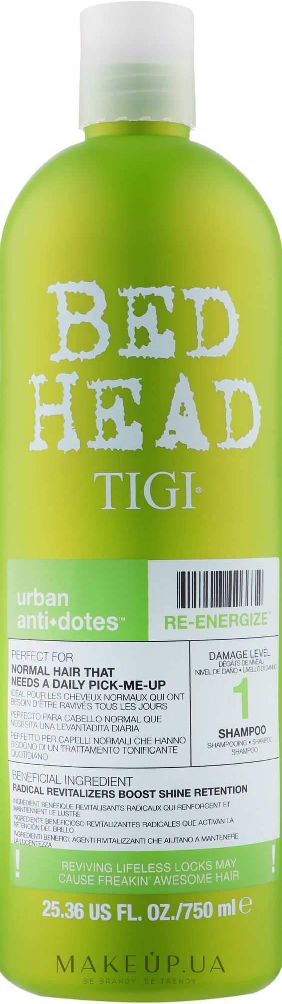 Укрепляющий шампунь для нормальных волос - Tigi Bed Head Urban Antidotes Re-energize Shampoo — фото 750ml
