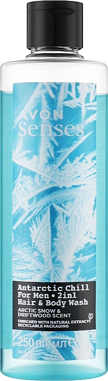 Шампунь-гель для душу "Антарктична свіжість" для чоловіків - Avon Senses Hair & Body Wash — фото N1