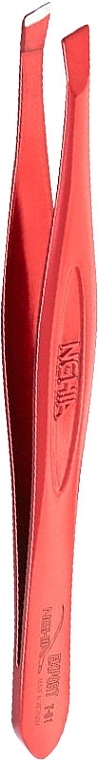 Пинцет для бровей скошенный T.01RE, красный - Nghia Export Tweezers — фото N1