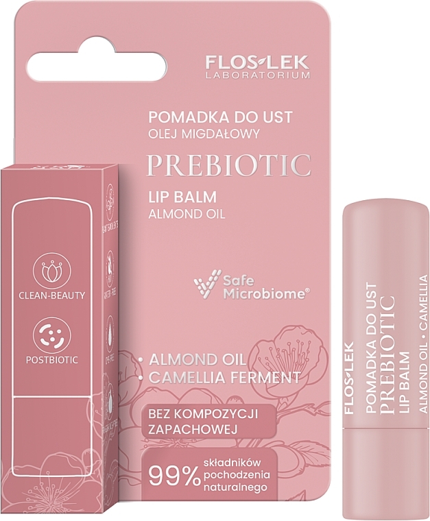 Бальзам для губ із мигдалевою олією - Floslek Prebiotic Lip Balm Almond Oil — фото N1