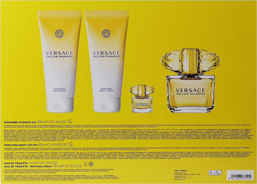 Versace Yellow Diamond - Набор (edt/90ml + edt/5ml + b/lot/100ml + sh/gel/100ml) — фото N7