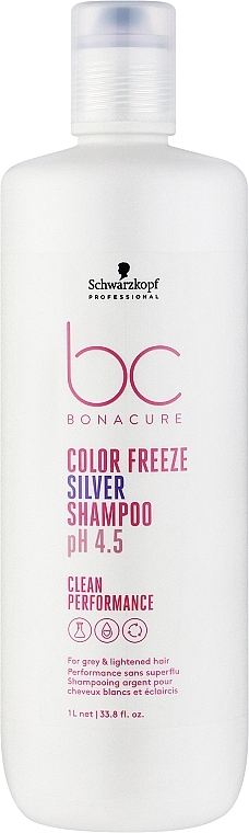 Шампунь для сивого та освітленого волосся - Schwarzkopf Professional Bonacure Color Freeze Silver Shampoo pH 4.5 — фото N1
