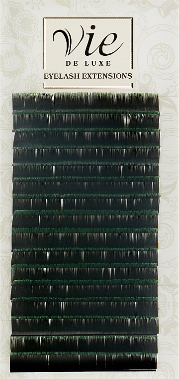 Ресницы в ленте черно-зеленые B 0,15/10 - Vie de Luxe — фото N1