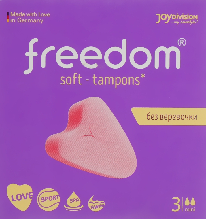 Гигиенические тампоны Mini, без веревочки, 3 шт - Freedom Soft Tampons  — фото N1