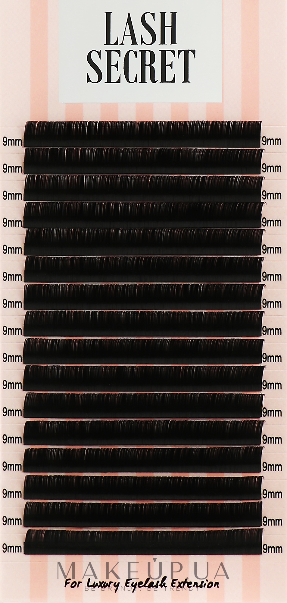 Накладные ресницы, черные, 16 линий (один размер, 0.1, D, 9) - Lash Secret — фото 1уп