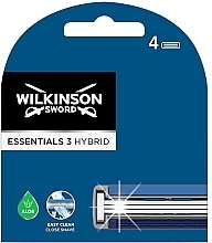 Сменные кассеты для бритья, 4 шт. - Wilkinson Sword Essentials 3 Hybrid — фото N1