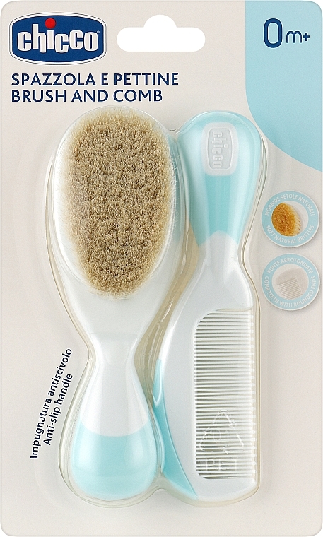 УЦЕНКА Щетка и расческа для детей, с рождения, голубой - Chicco Brush And Comb For Baby Blue * — фото N1