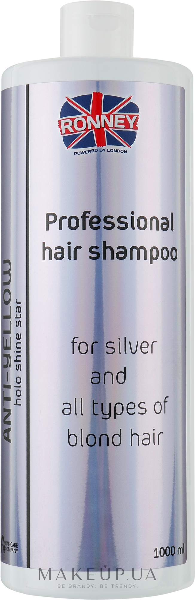 Шампунь для світлого, знебарвленого і сивого волосся - Ronney Professional Holo Shine Star Anti-Yellow Shampoo — фото 1000ml