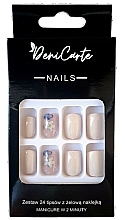 Духи, Парфюмерия, косметика Типсы голубые цветы квадрат, 24 шт - Deni Carte Nails 7134