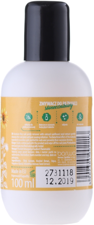 Жидкость для снятия лака из подсолнечника - Barwa Natural Nail Polish Remover — фото N2
