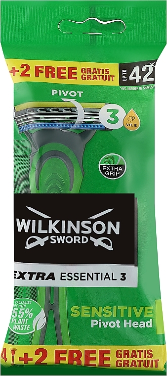 Одноразовые станки, 4+2 шт. - Wilkinson Sword Extra Essential 3 Sensitive — фото N1