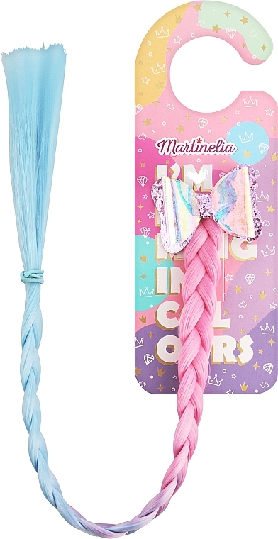 Заколка для волос 8905B, с розово-голубой косичкой - Martinelia Door Hanger Hair Clip Extension — фото N1