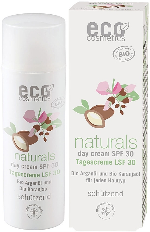 Денний крем для обличчя з оліями арганії та каранджі - Eco Cosmetics Naturals Day Cream SPF30 — фото N1