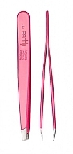 Пинцет скошенный 9,5 см, розовый - Nippes Solingen Tweezer 727 — фото N1