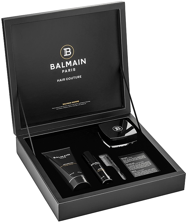 Набір - Balmain Signature Men's Giftset (oil/30ml + shampoo/200ml + scrub/100g + brush/1p) — фото N2