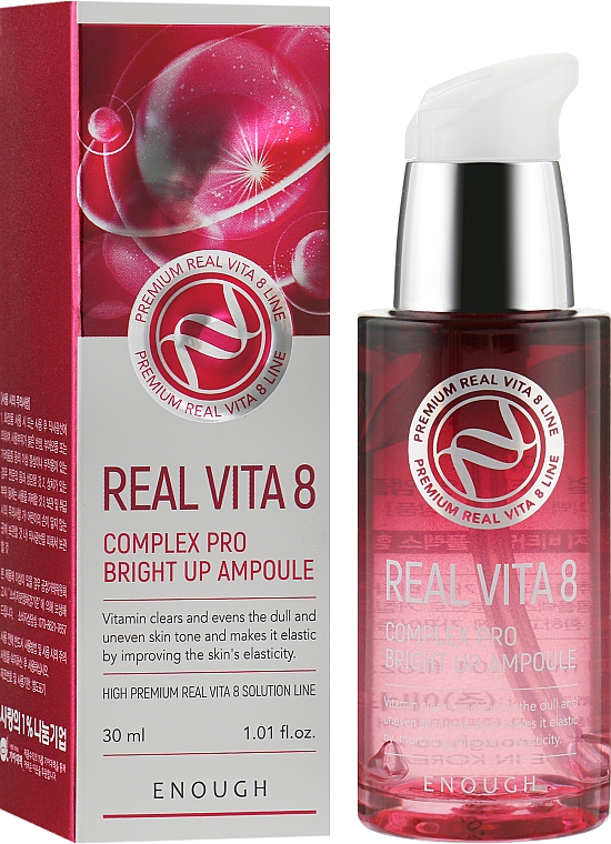 Сироватка для обличчя, з комплексом вітамінів - Enough Real Vita 8 Complex Pro Bright Up Ampoule — фото N1
