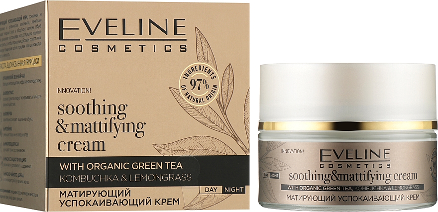 Заспокійливий матувальний крем для обличчя - Eveline Cosmetics Organic Gold Soothing & Mattifying Cream — фото N2