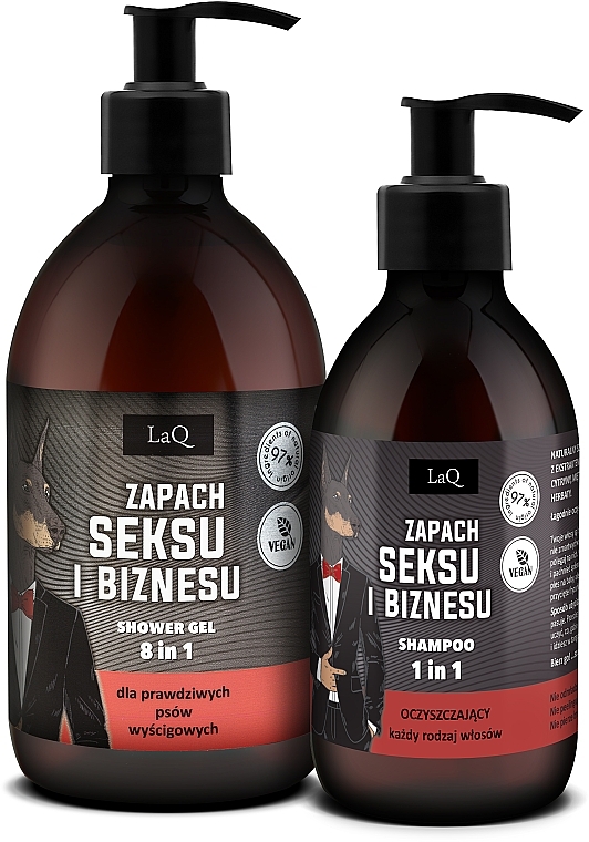 Набор - LaQ Doberman Sex & Business Black (sh/gel/500ml + shm/300ml) — фото N1