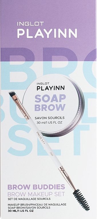 Набор - Inglot Playinn Brow Buddies Brow Makeup Set (soap/brow/30ml + brush) — фото N1