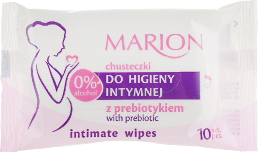 Серветки для інтимної гігієни, з пребіотиком, 10 шт.  - Marion — фото N1