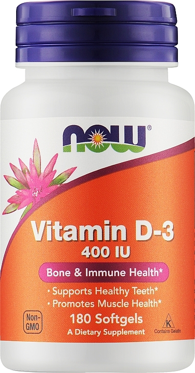 Вітамін D-3 у м'яких таблетках - Now Foods Vitamin D-3 400 IU Softgels — фото N1