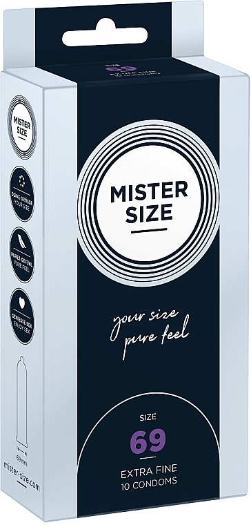 Презервативи латексні, розмір 69, 10 шт. - Mister Size Extra Fine Condoms