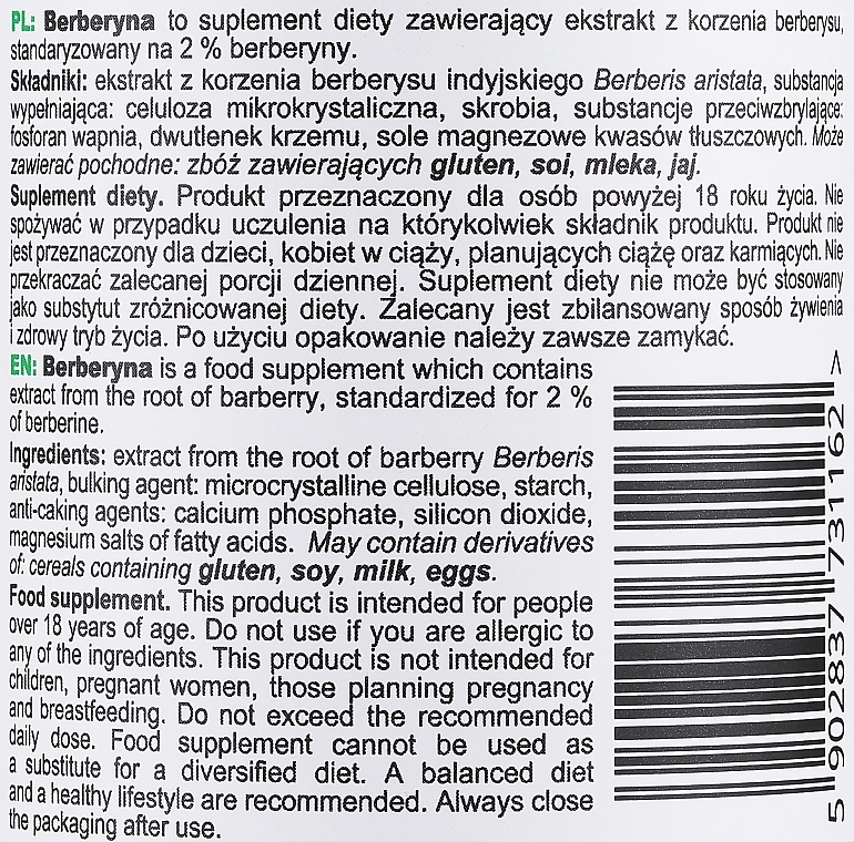 Харчова добавка "Берберин" - SFD Nutrition Berberyna — фото N2