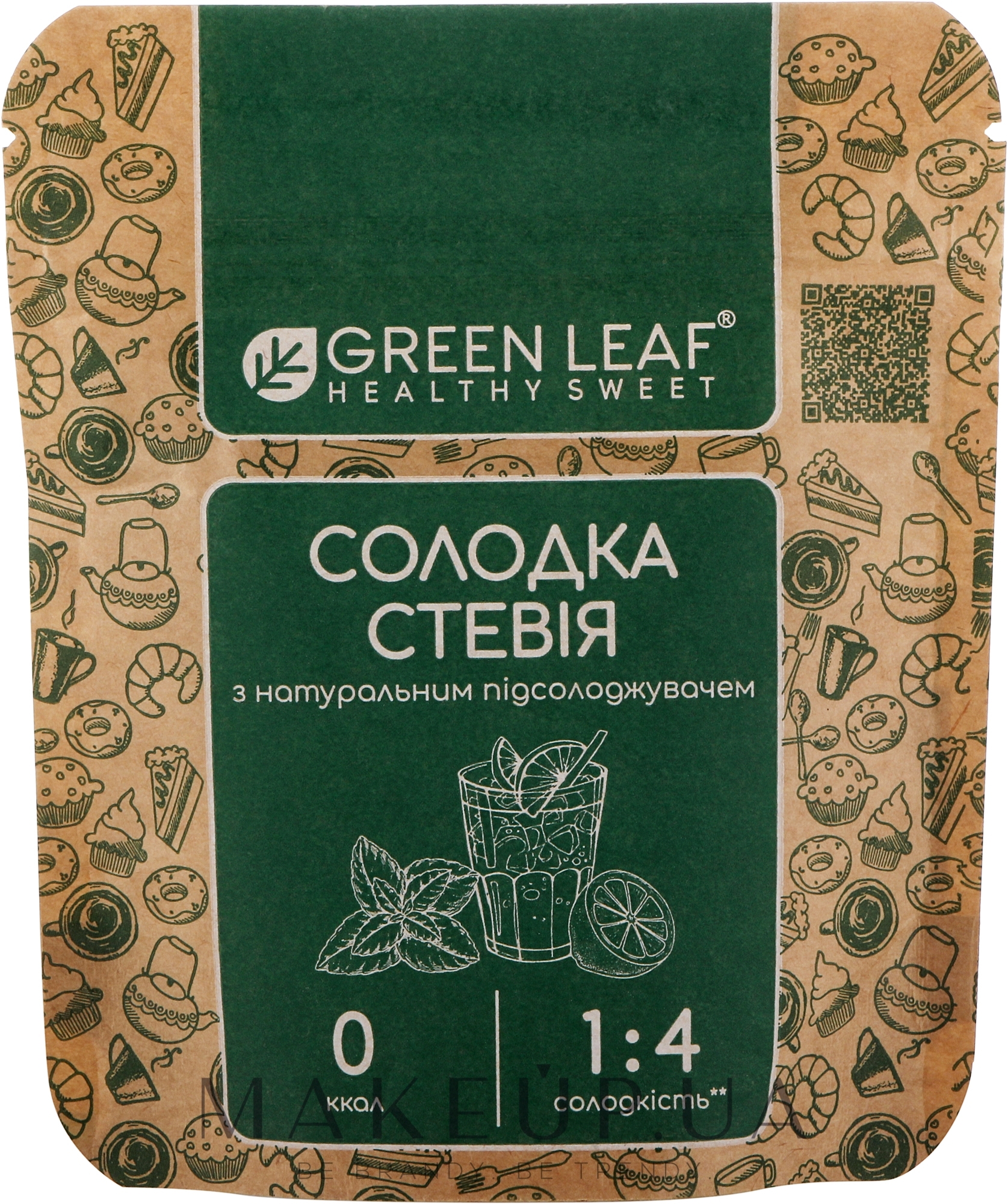 Замінник цукру, солодка стевія 1:4 - Green Leaf — фото 100g